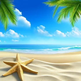 Tropical Beach with Starfish