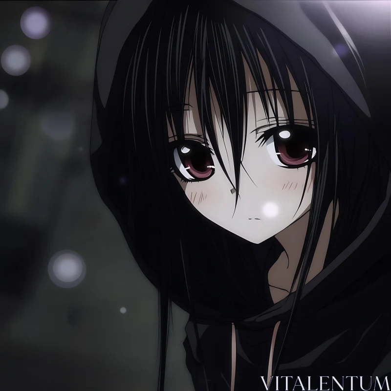 Moody Anime Character with Dark Hair AI Image