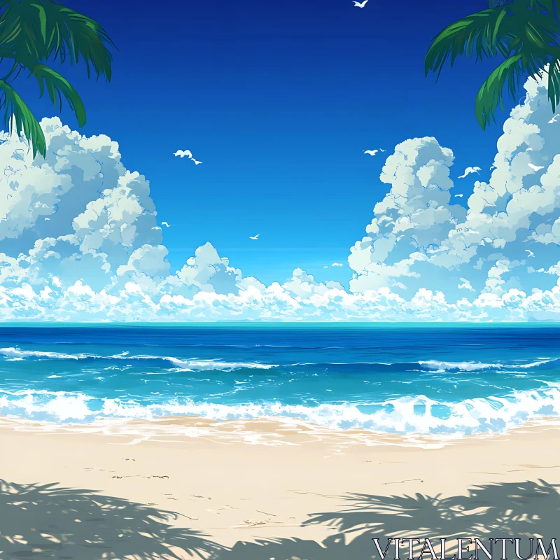 AI ART Peaceful Ocean View with Blue Sky