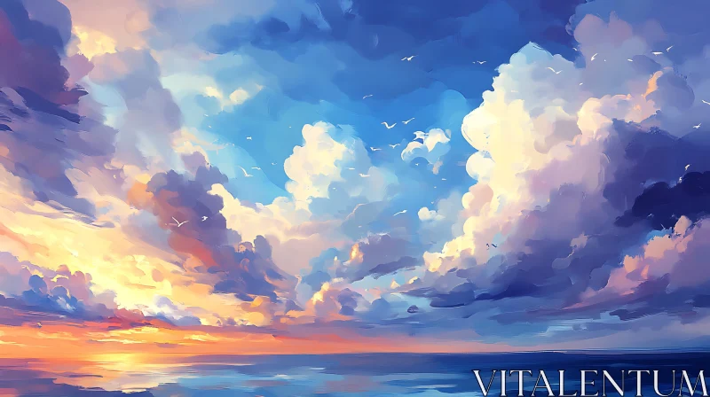 AI ART Ocean Sunset Art