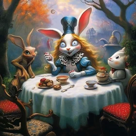 Whimsical Tea Time with Bunnies