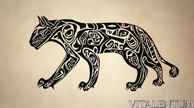 Stylized Panther with Tribal Patterns Design AI Image