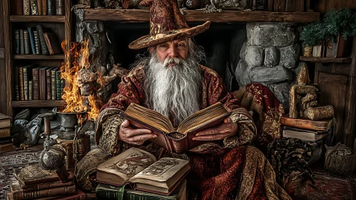 Old Wizard with Spell Book