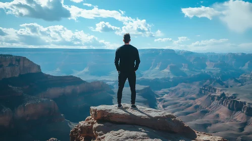 Man Overlooking Grand Canyon Landscape