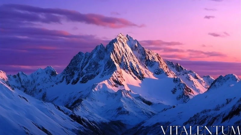 AI ART Winter Mountain Range at Sunset