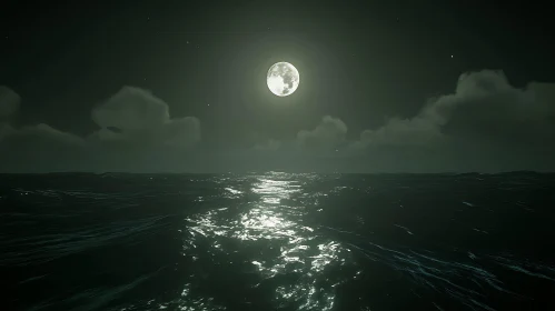 Tranquil Moonlit Seascape