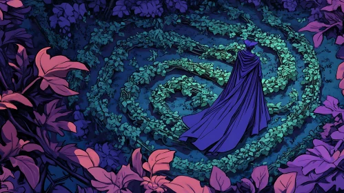 Cloaked Figure in Leafy Spiral