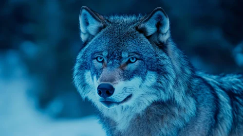 Blue Wolf Face Close-Up