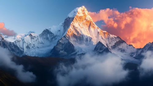 Mountain Sunrise with Clouds