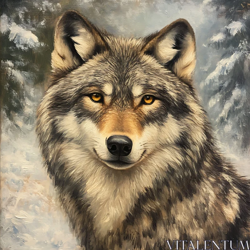 AI ART Winter Wolf Portrait