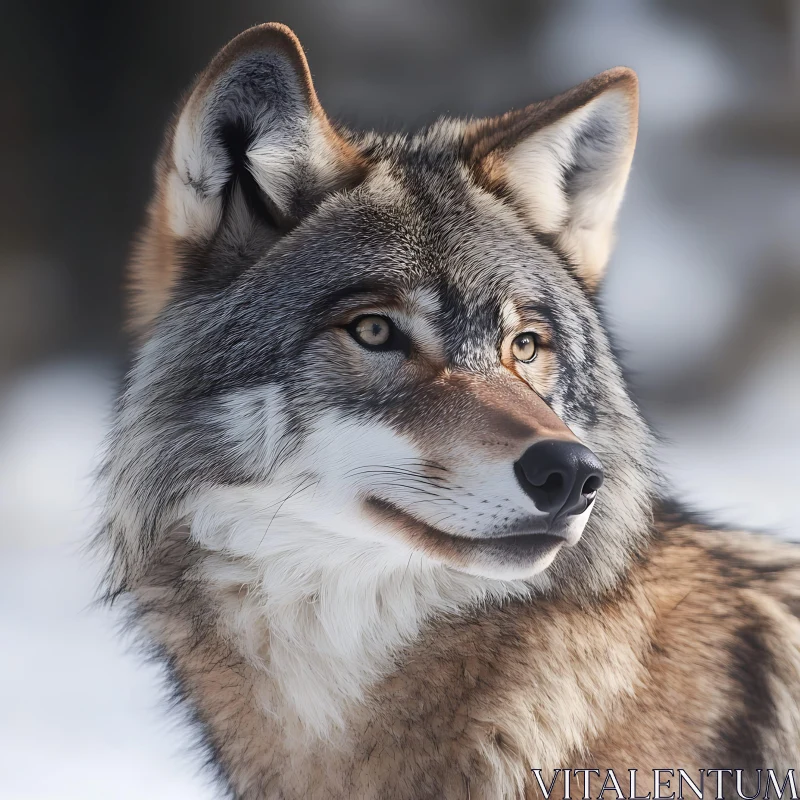 Wolf Portrait with Intense Gaze AI Image