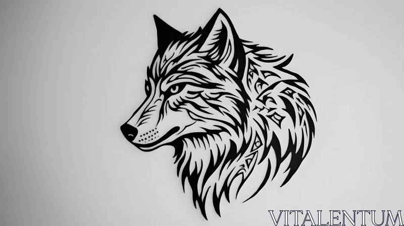 AI ART Wolf Head Tribal Tattoo Style