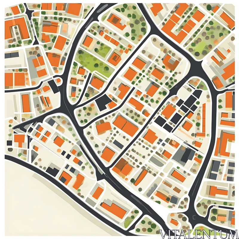 Urban Planning Top View Illustration AI Image