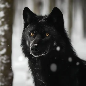 Winter Wolf Portrait in Snowy Woods