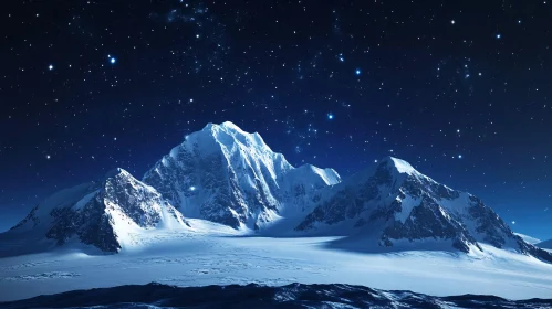 Starlit Mountains Winter Night Scene