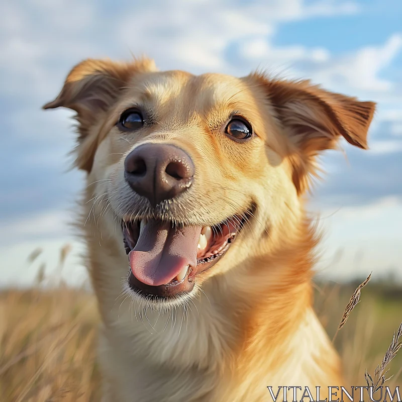 Happy Golden Dog in Nature AI Image