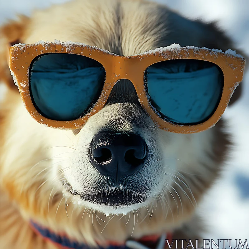 Stylish Dog Sporting Sunglasses During Winter AI Image