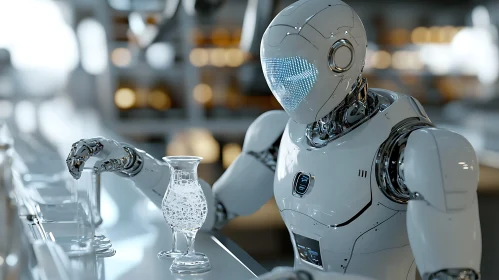 Futuristic Bartender Robot