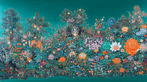 Vibrant Floral Garden Art Painting