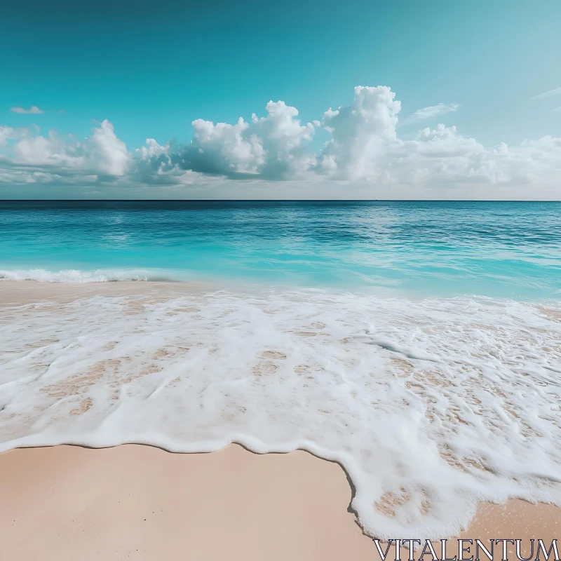 AI ART Seascape with Gentle Waves and Cloudy Sky