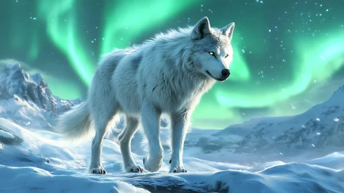 Arctic Wolf in Winter Landscape