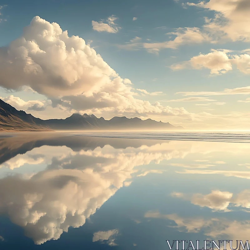 Calm Sea and Sky Reflection AI Image