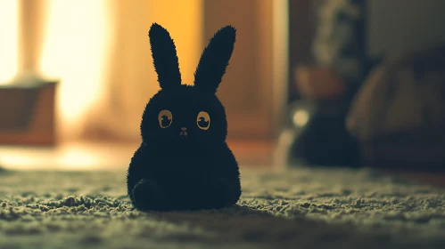 Soft Black Bunny on Carpet