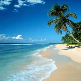 Idyllic Beach Scene with Palm Trees