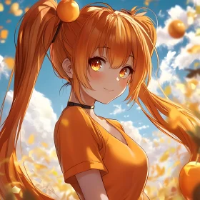 Cheerful Anime Girl with Twin Tails