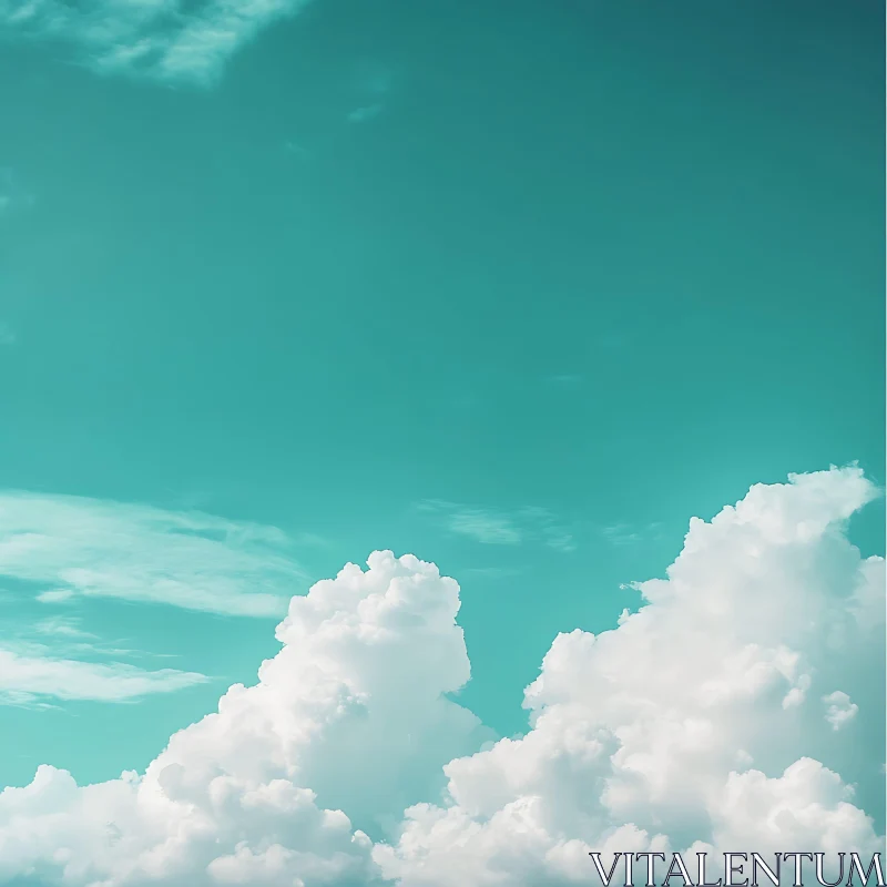 AI ART Serene Turquoise Sky and Clouds