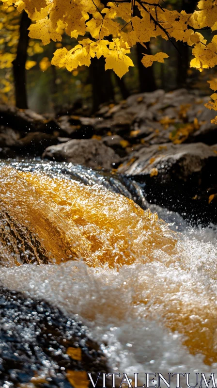 AI ART Golden Autumn River Scene