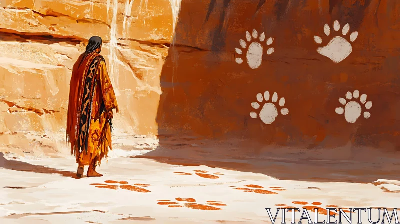 AI ART Canyon's Whispers: Footprints of the Past