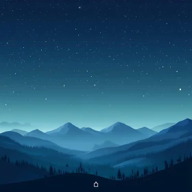 Peaceful Mountain Landscape at Night