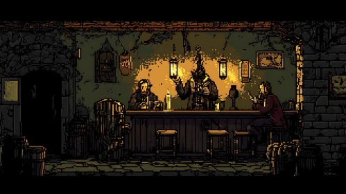 Dim Lit Tavern Pixel Art Design