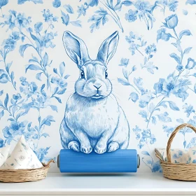 Elegant Rabbit and Flower Illustration