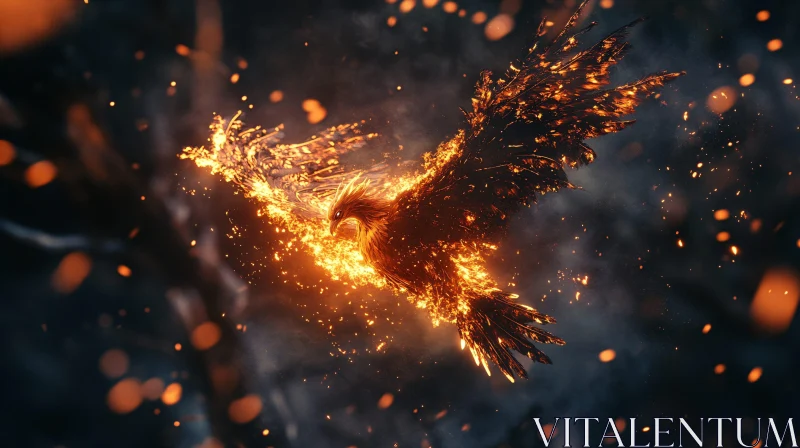 AI ART Blazing Phoenix in Flight