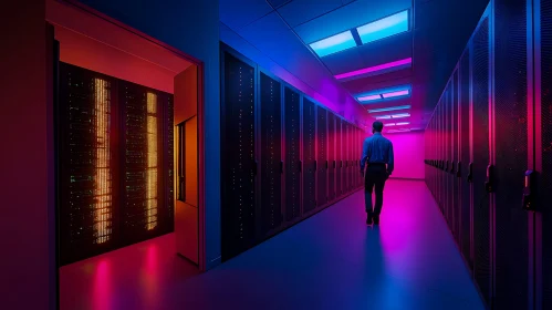 Data Center in Neon Lights