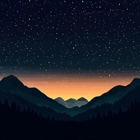 Night Sky Over Mountain Peaks