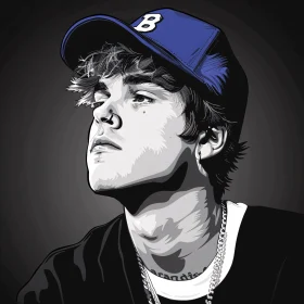 Justin Bieber Black and White Digital Art