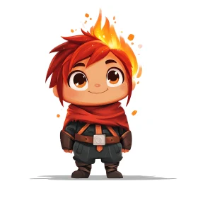 Cartoon Boy with Flame Hair