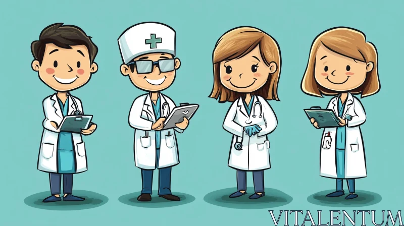 AI ART Smiling Cartoon Doctors in White Coats