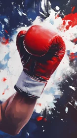 Striking Red Boxing Glove Amidst Color Explosion AI Generated Image