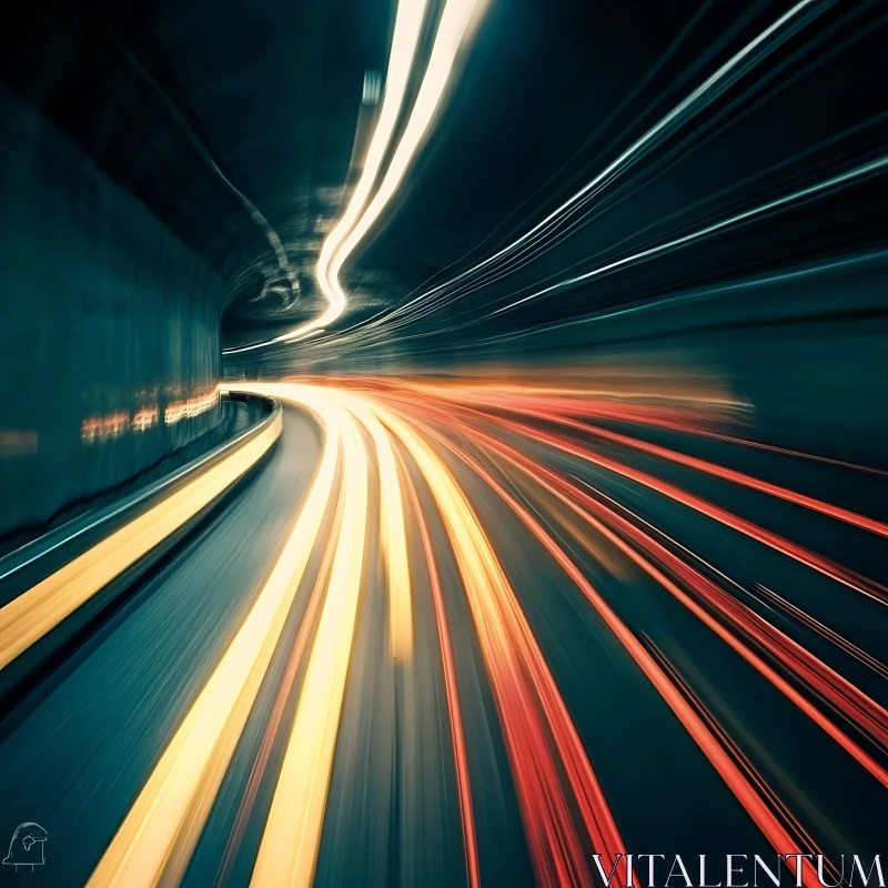 AI ART Motion Blur: Light Streaks in a Tunnel