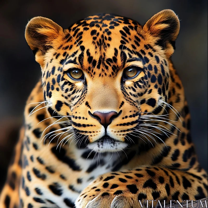 Leopard Close-Up: A Portrait of Feline Majesty AI Image