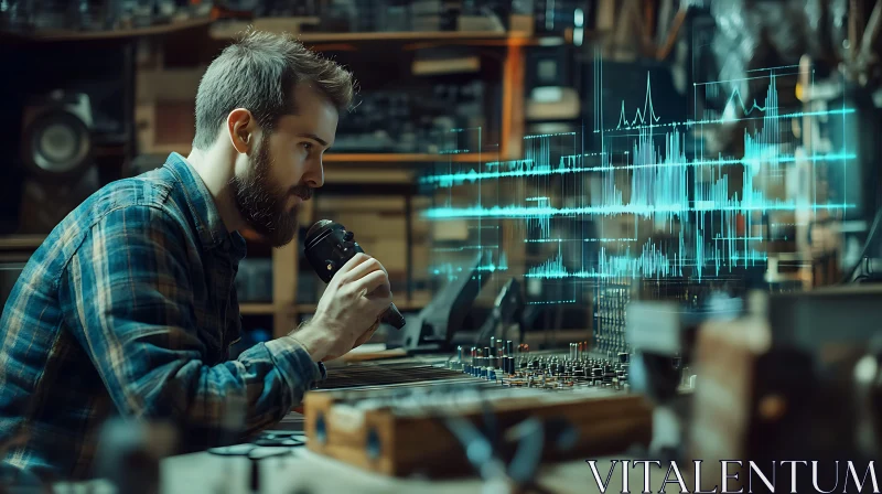 AI ART Sound Engineer Mixing Audio with Waves