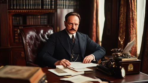 Classic Businessman in Historical Office Setting