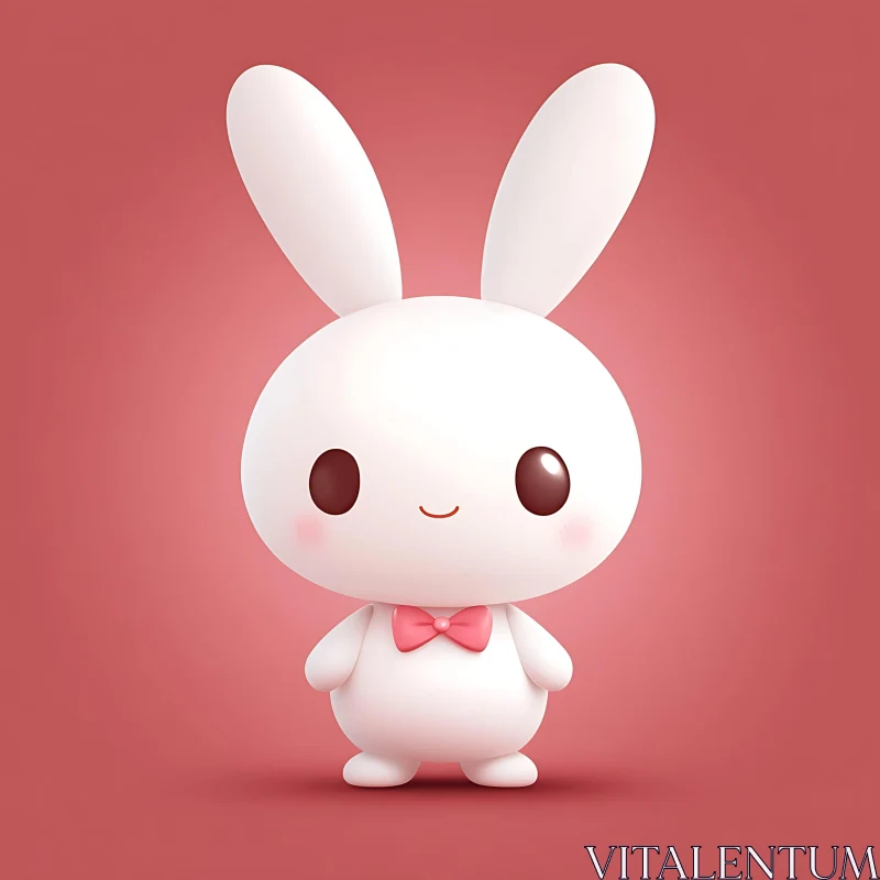 Cartoon Bunny with Bow Tie AI Image