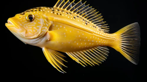 Stunning Yellow Fish Against Black Background - A Study in Underwater Beauty