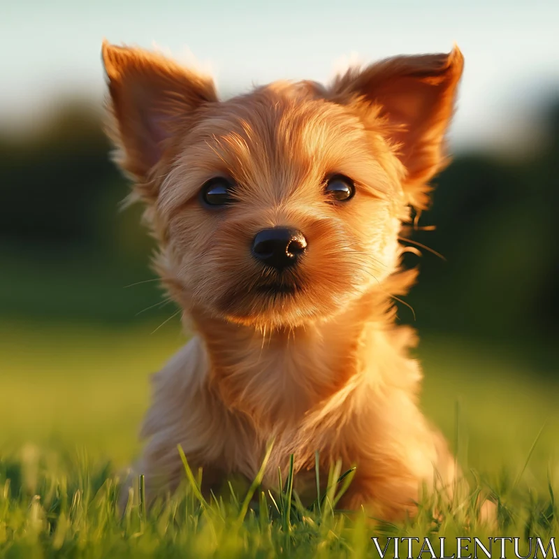 Charming Puppy Outdoors AI Image