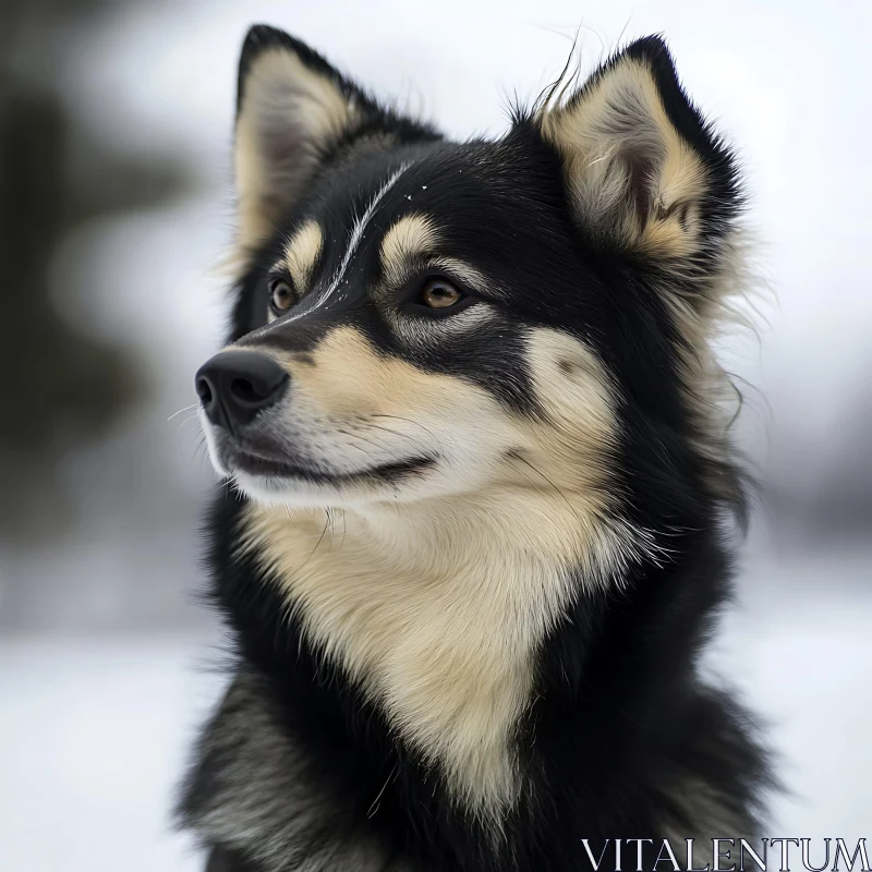 Close-Up Canine Portrait in Winter AI Image